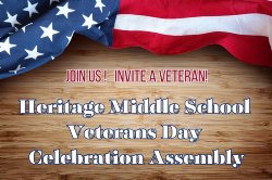 American flag decorative image advertising the veterans day assembly at hms